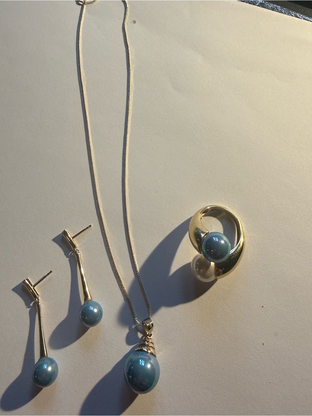 Orquidea Mallorca Blue Pearl 3-Piece Jewelry Set with Certificate